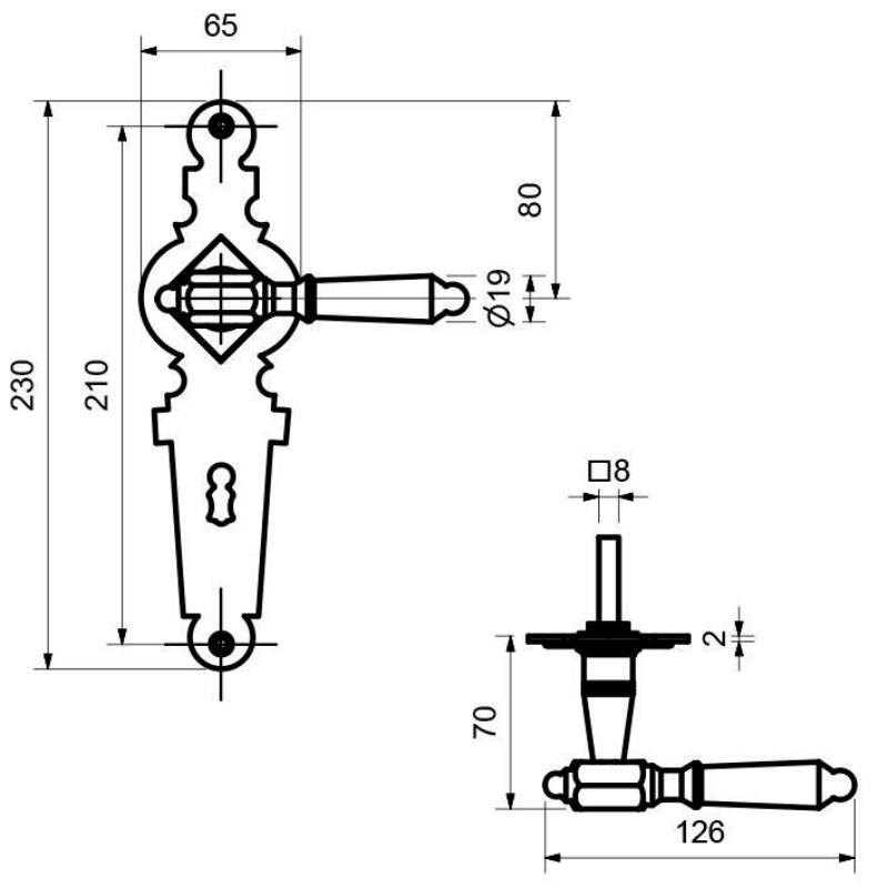 Seekirchen II - LS - Schmiedeeisen - Türdrücker / Langschildgarnitur - Südmetall