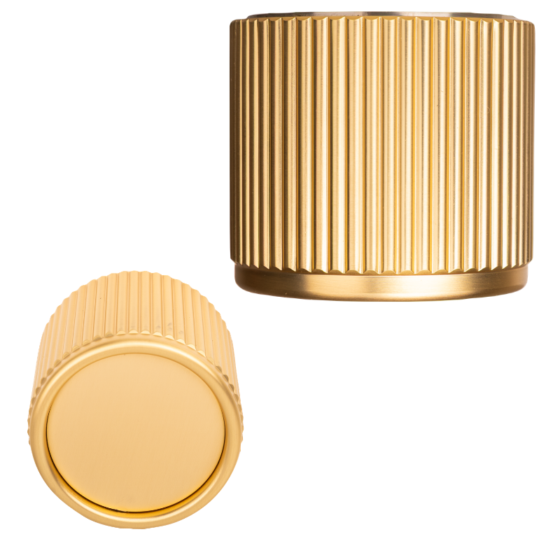 Gerätknopf, Metallknopf, Rändelknopf, Goldfarbe, Kappenkopf