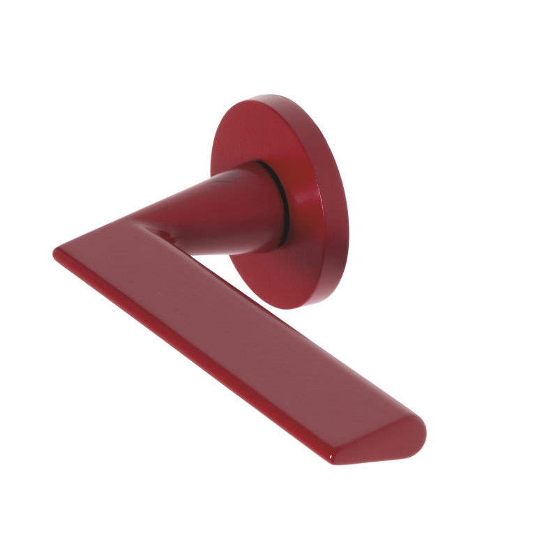 Türgriff, Türdrücker, roter Griff, Türbeschlag, Metallgriff