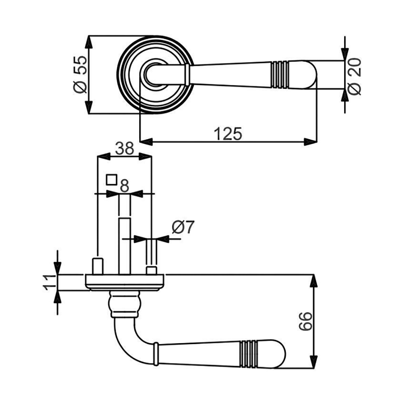 Saline-R Antik grau - Türdrücker / Rosettengarnitur - Südmetall