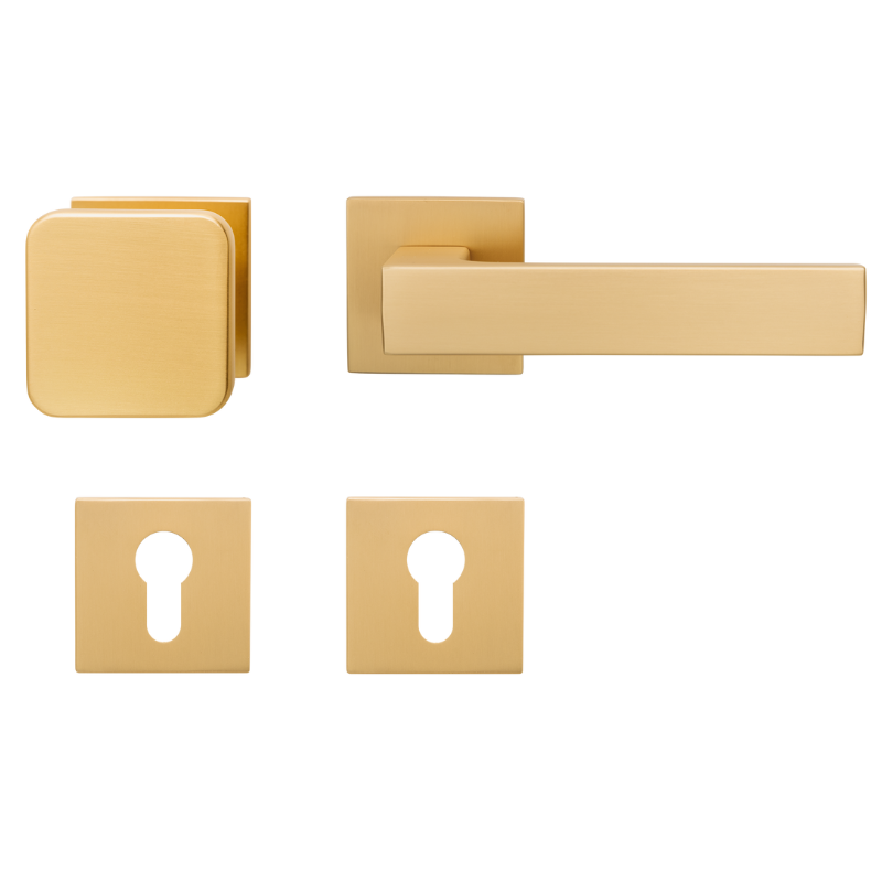 Lucca Square - Gold matt - Knopf/Drücker - Schutzbeschlag für Wohnungstüren - Griffwellt