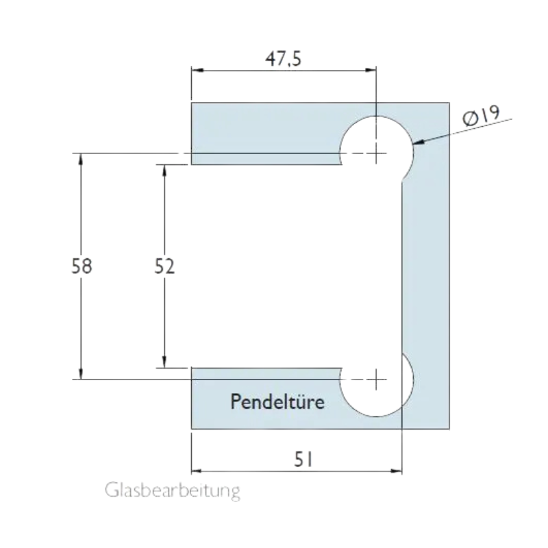 Pendeltürband für Glastüren 6856 G-W Schwarz - Hermat
