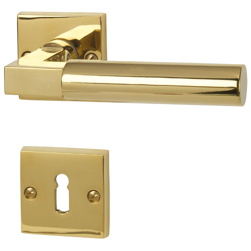 Alaska Quadro-R - Robusta Gold poliert - Türdrücker / Rosettengarnitur - Südmetall