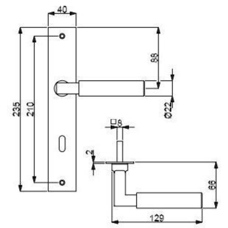 Alaska-LS - Schwarzstahl-Optik Plano - Türdrücker / Langschildbeschlag - Südmetall