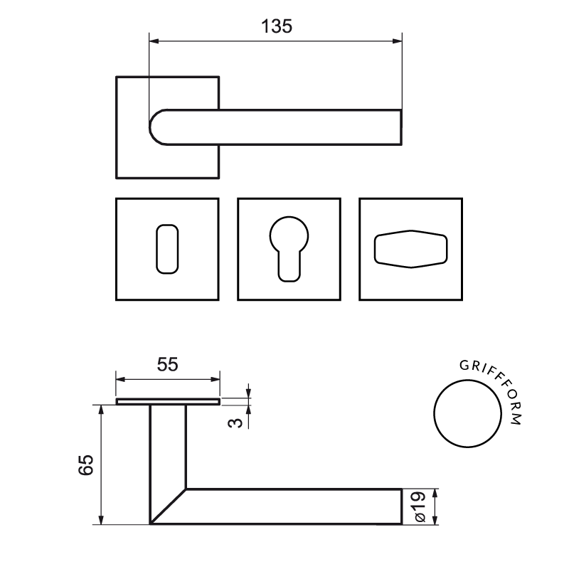 Ferrara Flat Square - Tiefschwarz - Türdrücker / Rosettengarnitur - Griffwelt