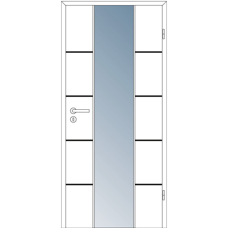 Tür, Sicherheitstür, Glasstreifen, Griff, Vierkantbolzenschloss