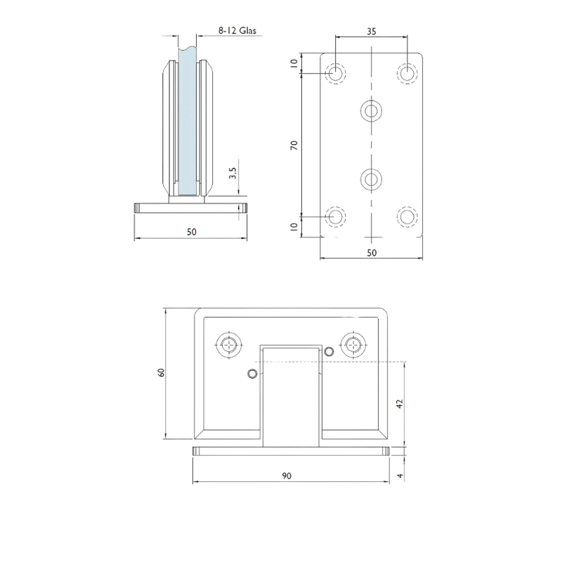 Pendeltürband für Glastüren 6856 G-W Schwarz - Hermat