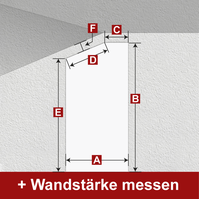 Ganzglas Dachschrägentür / Schrägelemente für Dachböden mit Zarge, Tür, Maßband, Wandstärke, Klemmnase, Eckenmaß