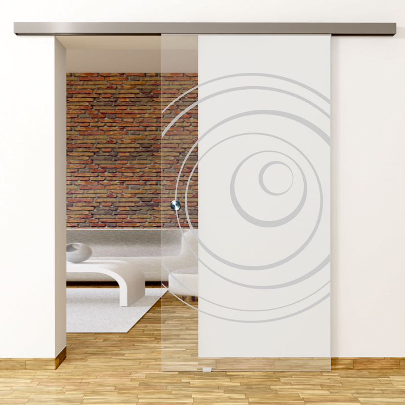 Lira Motiv Matt - Glasschiebetür - Set Komplett mit Softclose & Griff - Erkelenz Glas GmbH