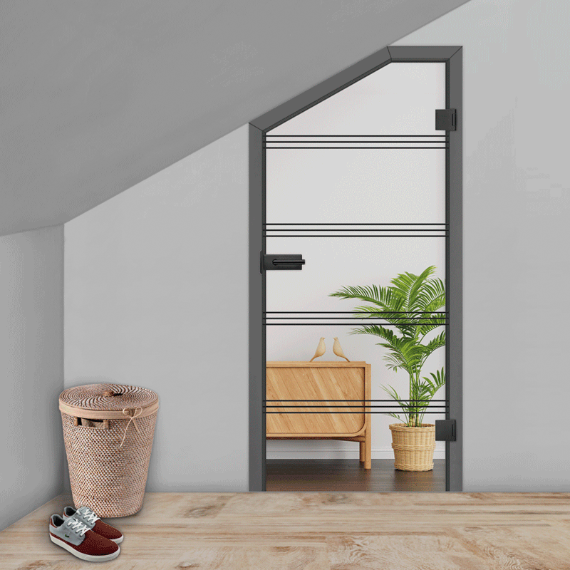 Ganzglas Dachschrägentür / Schrägelemente für Dachböden mit Zarge
