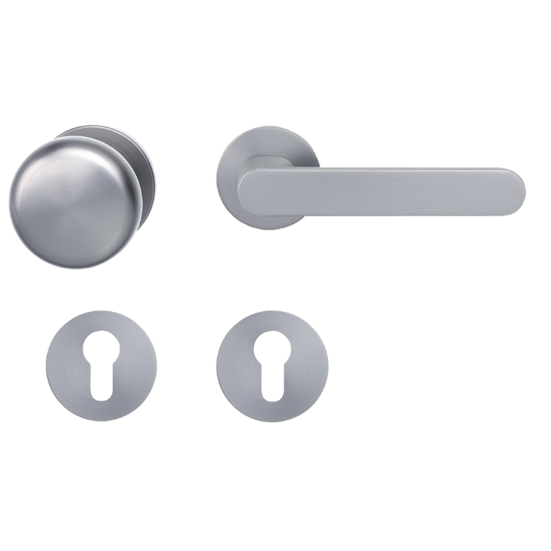Aversa Round - Silbergrau - Knopf/Drücker - Schutzbeschlag für Wohnungstüren - Griffwellt