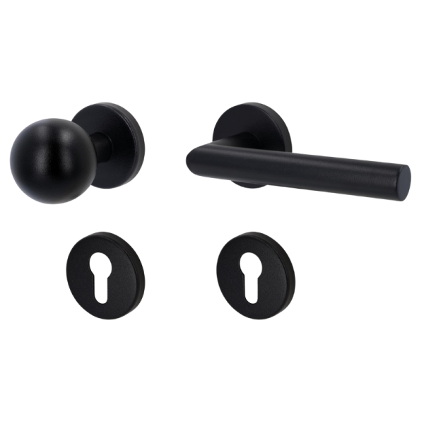 Ronny-R - Schwarz matt Struktur - Türdrücker für Wohnungseingangstüren - Südmetall