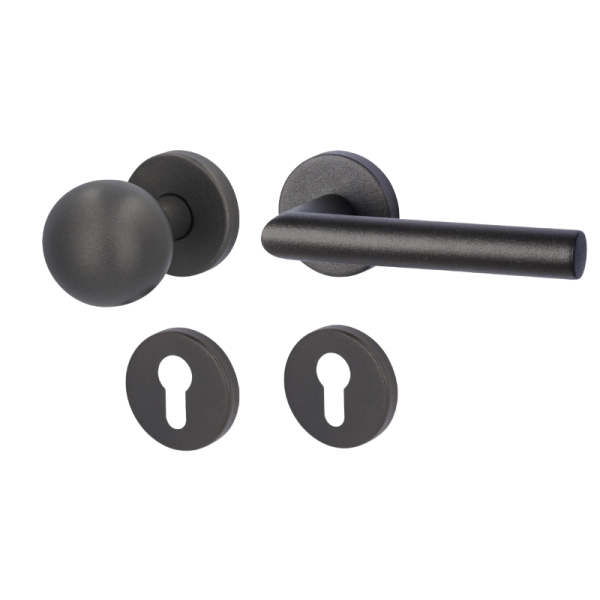 Ronny-R - Schwarzstahl-Optik - Vario Star Baisc - Türdrücker für Wohnungseingangstüren - Südmetall