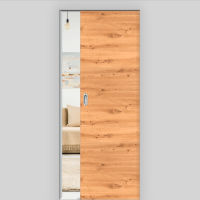 Asteiche Schiebetür in der Wand laufend - fühlbare CPL Oberfläche - Maserung Quer Asteiche Schiebetür in der Wand laufend - fühlbare CPL Oberfläche - Maserung Quer