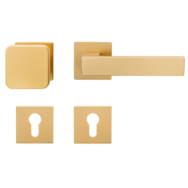 Lucca Square - Gold matt - Knopf/Drücker - Schutzbeschlag für Wohnungstüren - Griffwellt