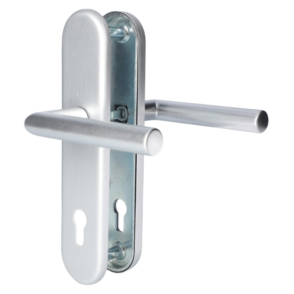 Sicura Ronny-LS/LS - Aluminum F1 - Drücker/Drücker - Schutzbeschlag für Wohnungstüren Sicura Ronny-LS/LS - Aluminum F1 - Drücker/Drücker - Schutzbeschlag für Wohnungstüren