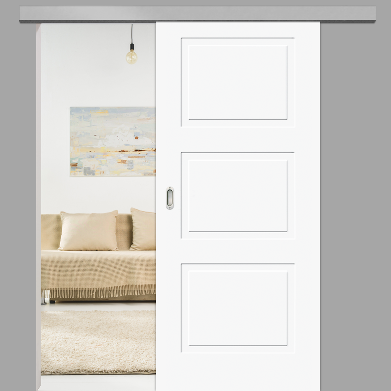Cala 03 Schiebetür vor der Wand - Landhaustür / Stiltür RAL 9003 Polarweiss