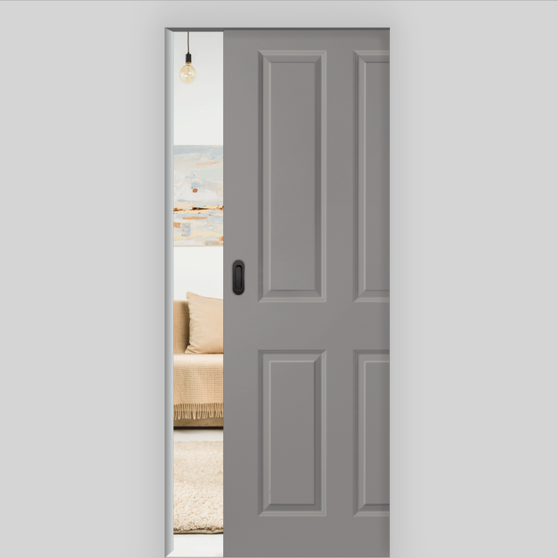 Elegance 04 Schiebetür in der Wand laufend - Landhaustür / Stiltür RAL 7073 Lavagrau