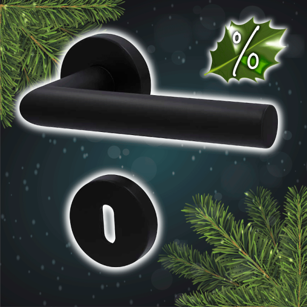 Weihnachtsangebot | Fair I - R Schwarz lackiert-Türdrücker / Rosettengarnitur - Südmetall