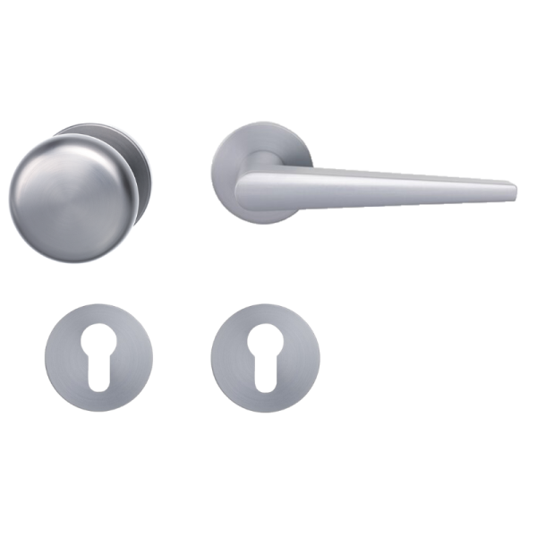 Anzio Round - Silbergrau - Knopf/Drücker - Schutzbeschlag für Wohnungstüren - Griffwellt