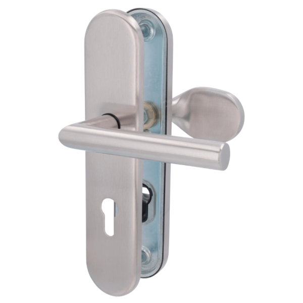 Sicura Ronny-LS/LS - Edelstahl satiniert - Griffplatte/Drücker - Schutzbeschlag für Wohnungstüren Sicura Ronny-LS/LS - Edelstahl satiniert - Griffplatte/Drücker - Schutzbeschlag für Wohnungstüren