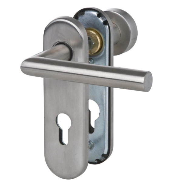 Sicura Ronny-KS - Edelstahl satiniert - Knopf/Drücker - Schutzbeschlag für Wohnungstüren Sicura Ronny-KS - Edelstahl satiniert - Knopf/Drücker - Schutzbeschlag für Wohnungstüren