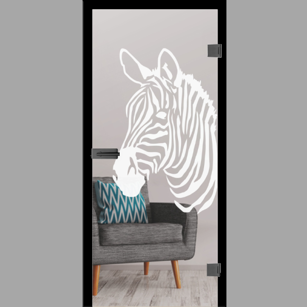 Zebra 2 Motive matt Glastür – Ganzglastür / Komplettset mit Zarge von Erkelenz