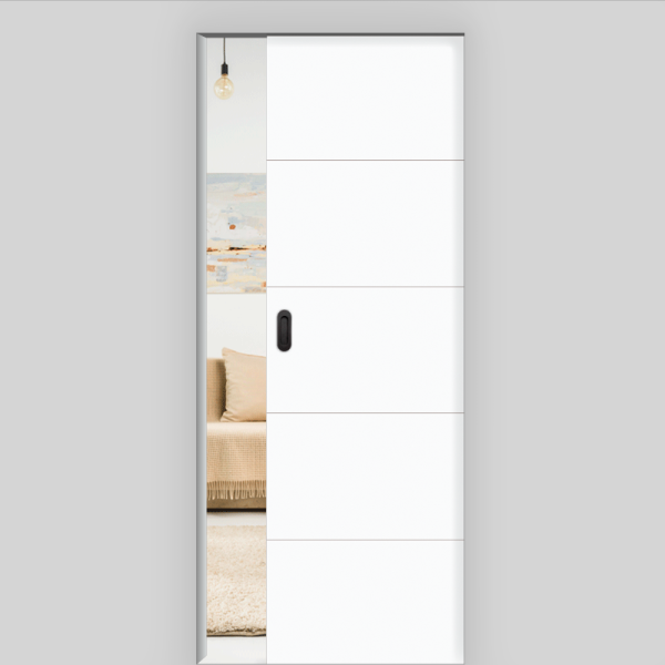 Mala 10 Schiebetür in der Wand laufend - Designtür RAL 9003 Polarweiss