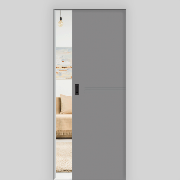 Mala 15 Schiebetür in der Wand laufend - Designtür RAL 7073 Lavagrau