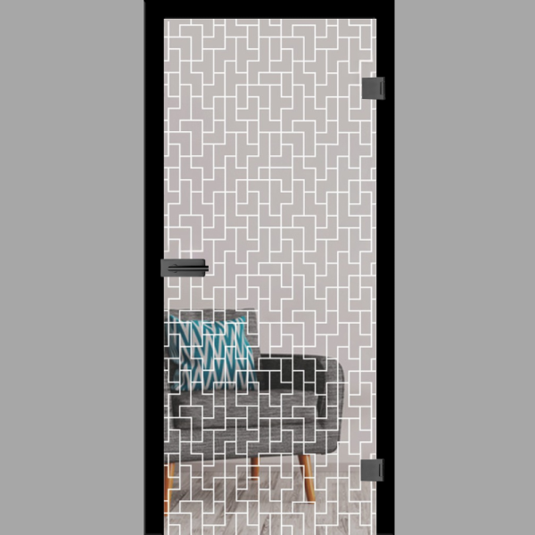 Tetris Motiv matt Glastür – Ganzglastür / Komplettset mit Zarge von Erkelenz