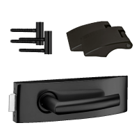 Glastürbeschlag: Acros inkl. Bänder - Schwarz - Beschlagset für Glastüren Glastürbeschlag: Acros inkl. Bänder - Schwarz - Beschlagset für Glastüren