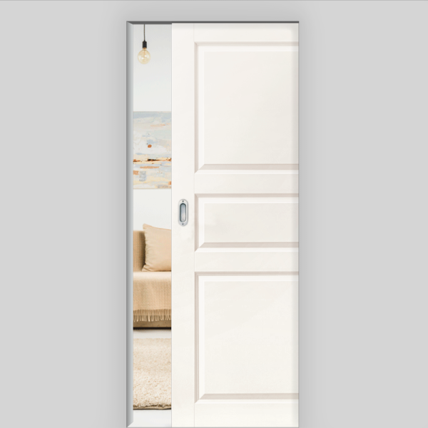 Elegance 03 Schiebetür in der Wand laufend - Landhaustür / Stiltür RAL 9010 Weißlack