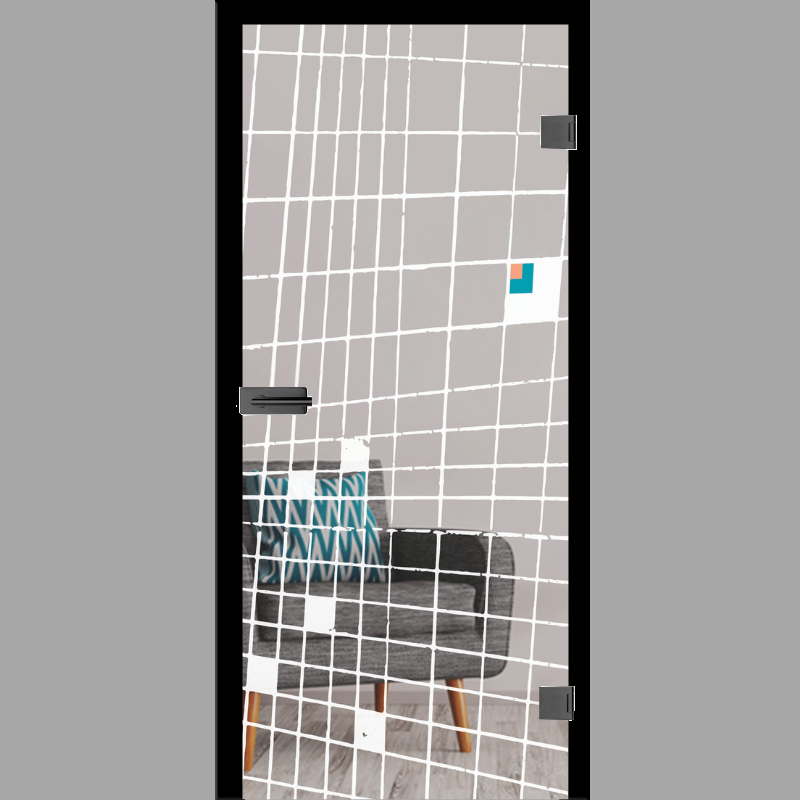 Grid 2 Mattprint - Ganzglastüren / Glastüren mit Zarge Komplettset - Erkelenz