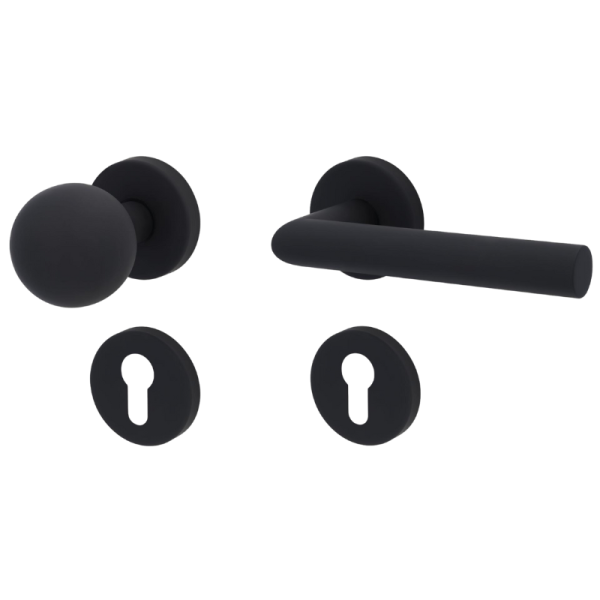 Ronny-R - Soft touch Schwarz - Türdrücker für Wohnungseingangstüren - Südmetall