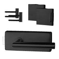 Glastürbeschlag: Piazza inkl. Bänder - Schwarz - Beschlagset für Glastüren Glastürbeschlag: Piazza inkl. Bänder - Schwarz - Beschlagset für Glastüren