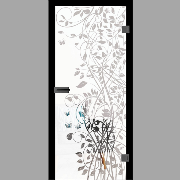 Flowers 3 Motiv klar Glastür – Ganzglastür / Komplettset mit Zarge von Erkelenz