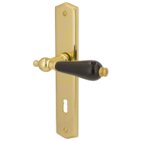 Poseidon-LS - Messing-pol. / Keramik Schwarz - Türdrücker / Langschildbeschlag - Südmetall Poseidon-LS - Messing-pol. / Keramik Schwarz - Türdrücker / Langschildbeschlag - Südmetall