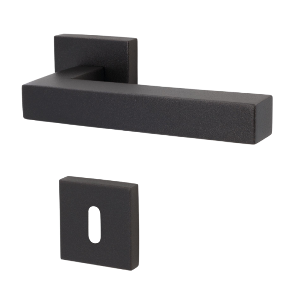 Galina Square - R - Schwarzstahl-Optik - Türdrücker / Rosettengarnitur - Südmetall