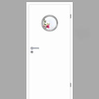 Polarweiss 03 Zimmertür mit Bullauge Edelstahl - Weiß CPL RAL 9003 mit Zarge Polarweiss 03 Zimmertür mit Bullauge Edelstahl - Weiß CPL RAL 9003 mit Zarge