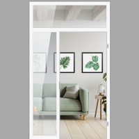 Windfangelement mit Seitenteil und Oberlicht für Zimmertüren DIN rechts - Blockrahmen / Typ 13 Windfangelement mit Seitenteil und Oberlicht für Zimmertüren DIN rechts - Blockrahmen / Typ 13