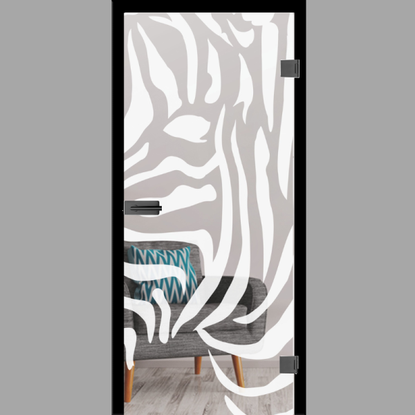 Zebra 1 Motiv matt Glastür – Ganzglastür / Komplettset mit Zarge von Erkelenz