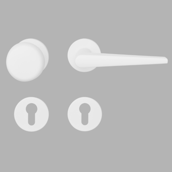 Anzio Round - Weiß matt - Knopf/Drücker - Schutzbeschlag für Wohnungstüren - Griffwellt