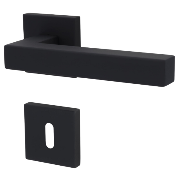 Galina Square - R - Soft touch Schwarz - Türdrücker / Rosettengarnitur - Südmetall