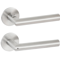 Basic 02 - FastLock - Edelstahl matt - Türdrücker / Rosettengarnitur - Hermat Basic 02 - FastLock - Edelstahl matt - Türdrücker / Rosettengarnitur - Hermat