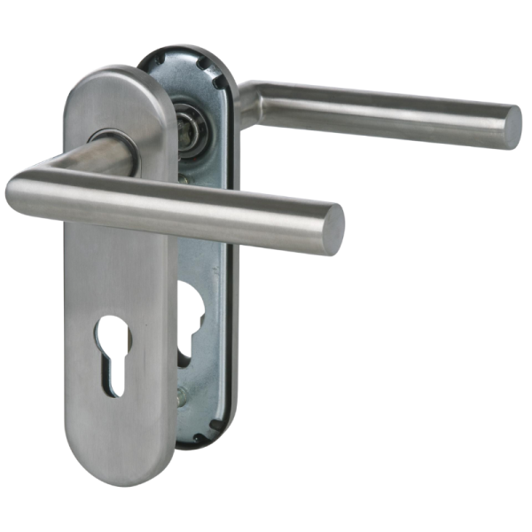 Sicura Ronny-KS - Edelstahl satiniert - Drücker/Drücker - Schutzbeschlag für Wohnungstüren Sicura Ronny-KS - Edelstahl satiniert - Drücker/Drücker - Schutzbeschlag für Wohnungstüren