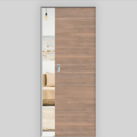 Lärche Dunkel Schiebetür in der Wand laufend - fühlbare CPL Oberfläche - Maserung Quer Lärche Dunkel Schiebetür in der Wand laufend - fühlbare CPL Oberfläche - Maserung Quer