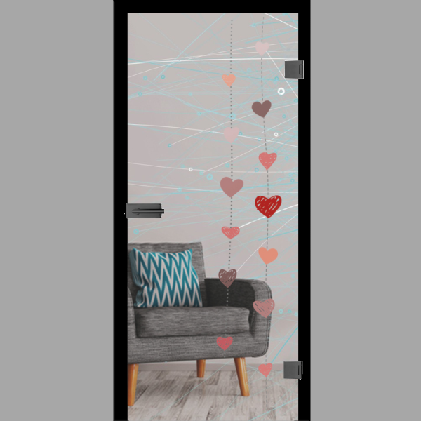 Heart Mattprint - Ganzglastüren / Glastüren mit Zarge Komplettset - Erkelenz