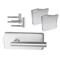 Glastürbeschlag : Piazza inkl. Bänder- Edelstahl - Beschlagset für Glastüren Glastürbeschlag : Piazza inkl. Bänder- Edelstahl - Beschlagset für Glastüren