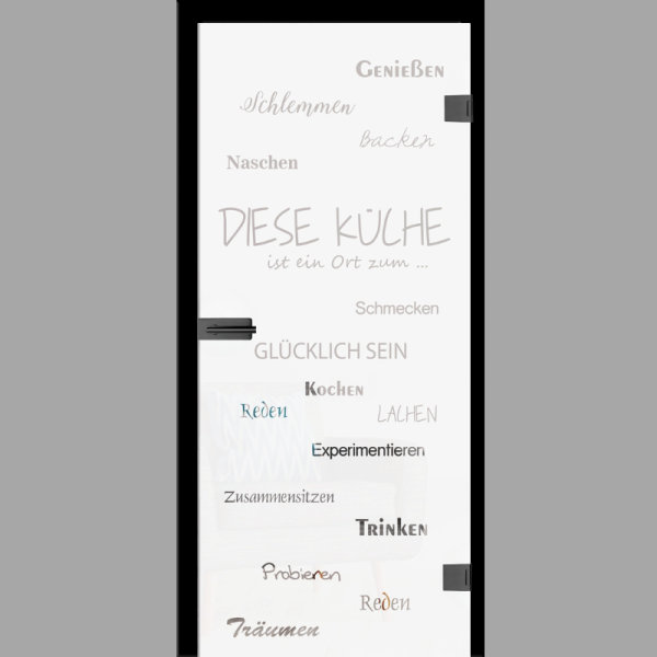 Küche Motiv klar Glastür – Ganzglastür / Komplettset mit Zarge von Erkelenz