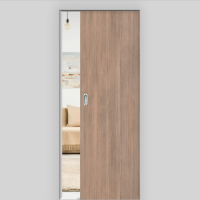 Lärche Dunkel Schiebetür in der Wand laufend - fühlbare CPL Oberfläche - Maserung Aufrecht Lärche Dunkel Schiebetür in der Wand laufend - fühlbare CPL Oberfläche - Maserung Aufrecht